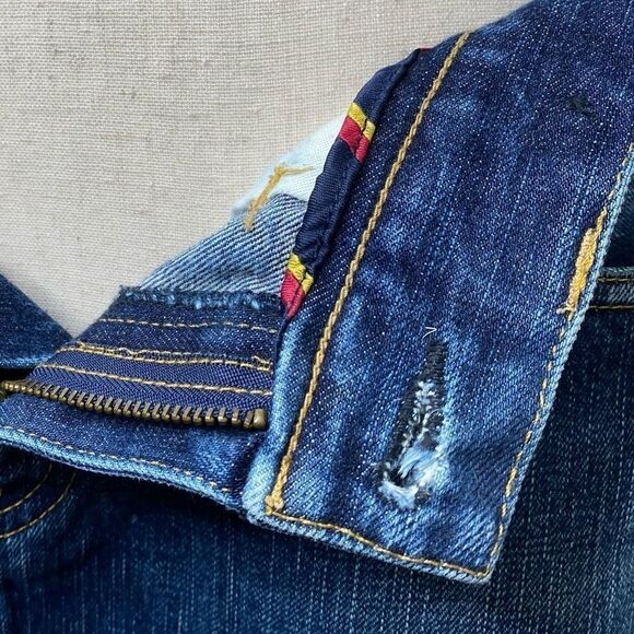 Ralph Lauren Distressed Indigo Denim Mini Skirt - Picture 9 of 16